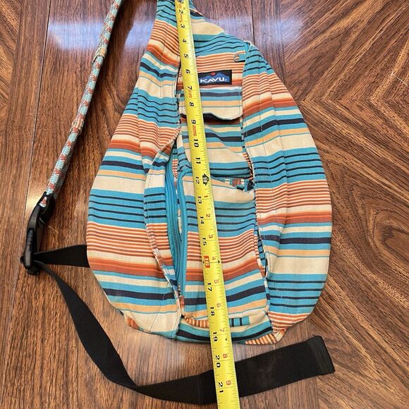 Kavu Rope Sling Cross Body Bag Multicolor Striped Teal - Picture 4 of 8